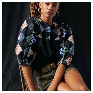 Anthropologie Othilia Patchwork Crochet Blouse
